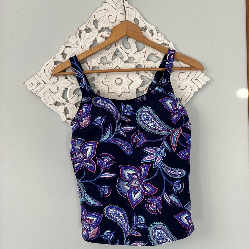 Paisley purple tanking swim top
